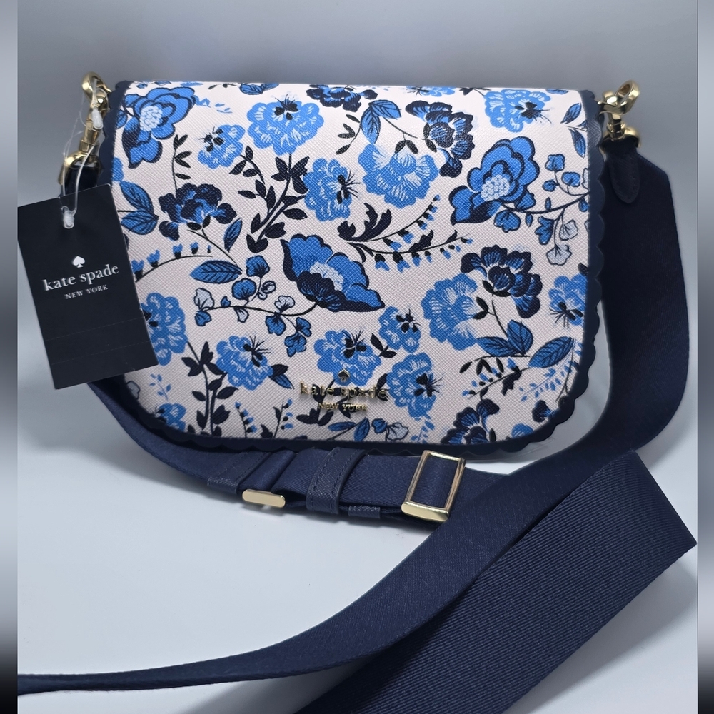 NWT Kate Spade Madison Vase Floral Printed Saddle Bag KH421